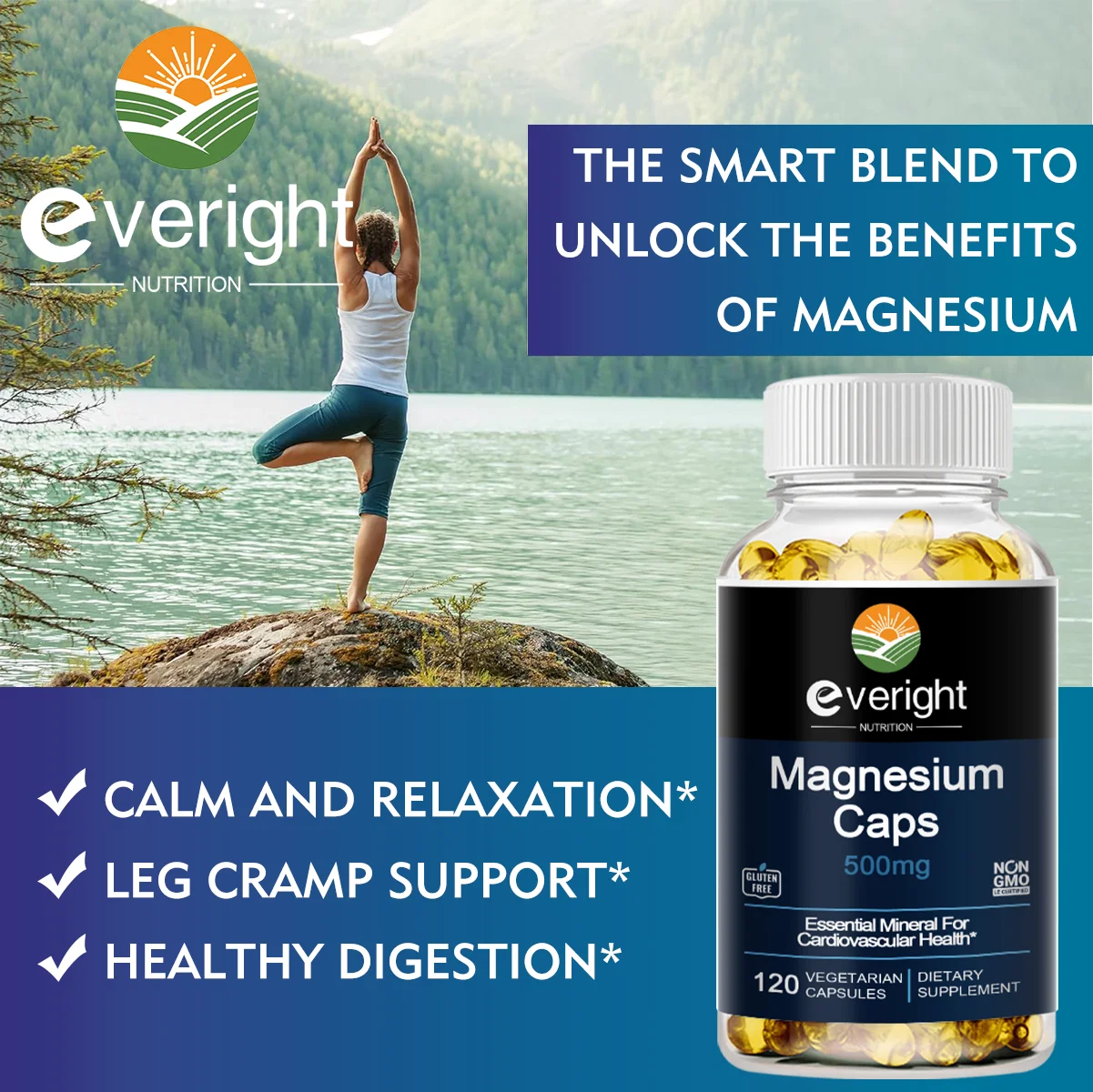 Magnesium Caps 500 mg MagnesiumOxide, citrate, succinate supplement forNerous System, Bones, MetabolismHealthy support