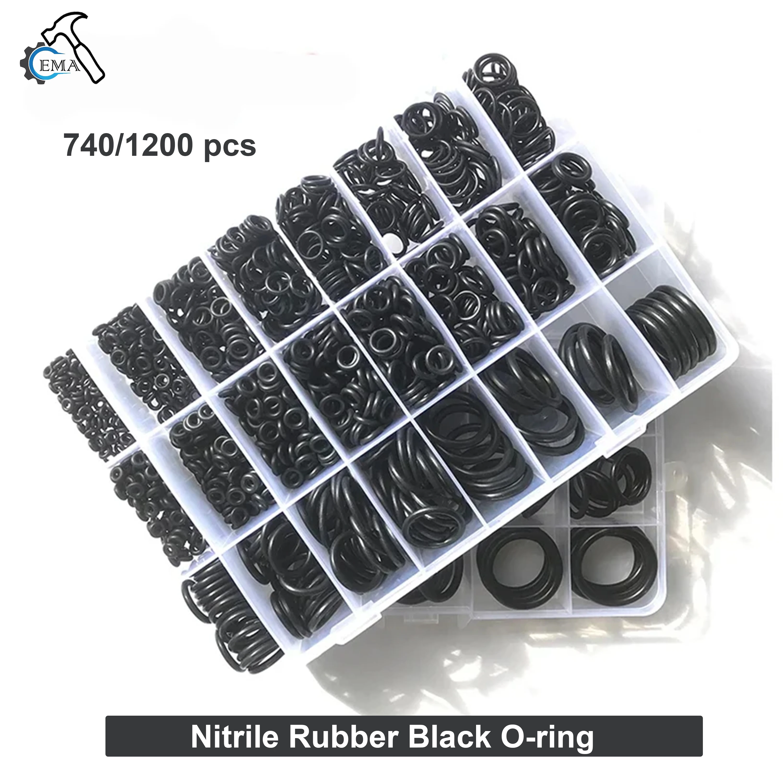 

NBR 740/1200pcs NBR O-ring Set Nitrile Rubber Black O-ring Oil-resistant, Wear-resistant and Waterproof NBR ORing Sealing