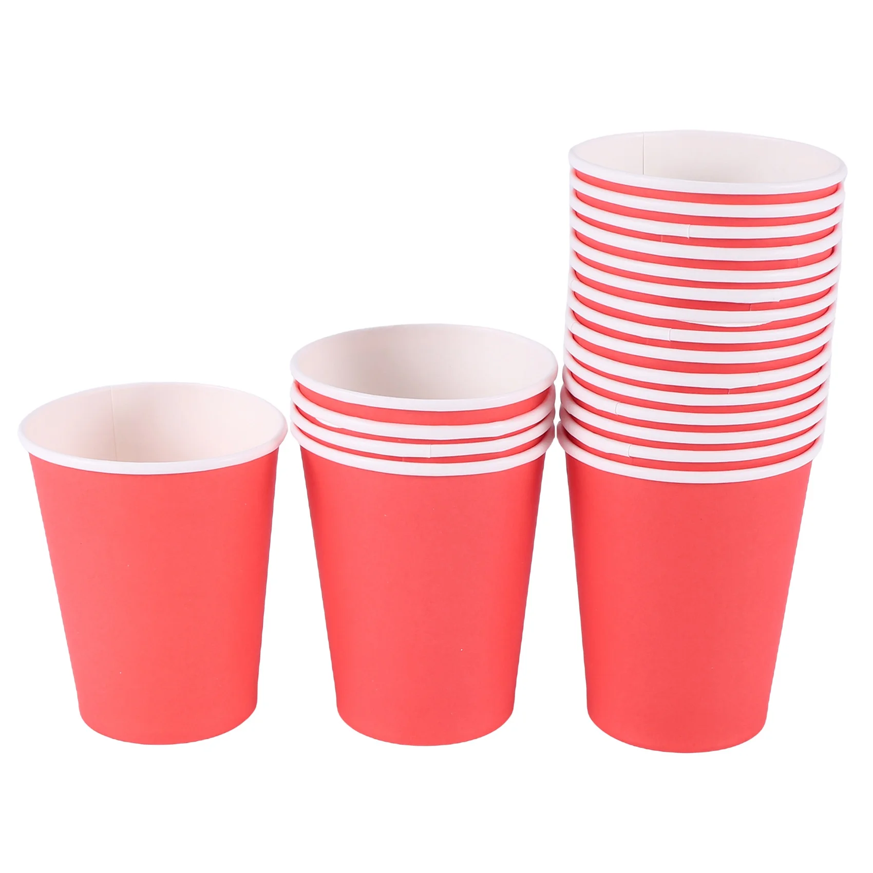 20 Paper Cups (9oz) - Plain Solid Colours Birthday Party Tableware Catering(Red)