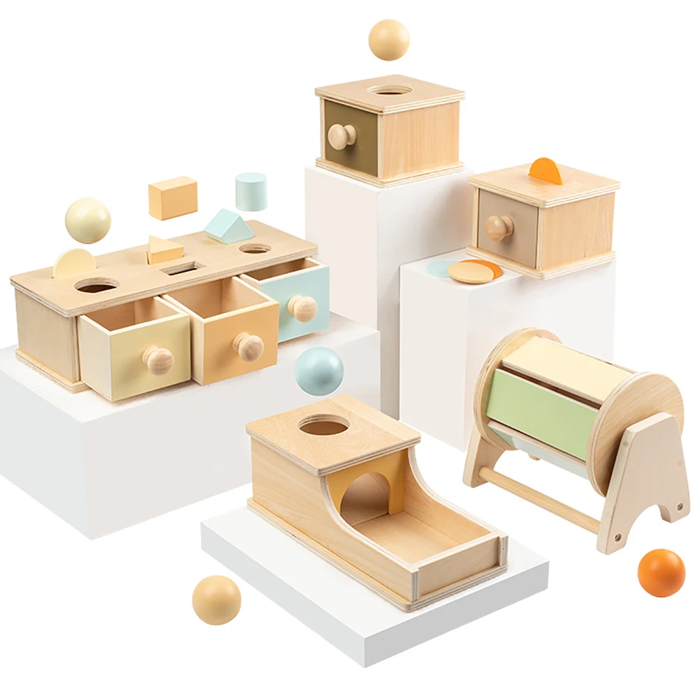 

2025 New Pet Wooden Interactive Toy - Shape Matching Drawer Box with Ball Drop | Chew-Resistant Early Training Toy for Dogs