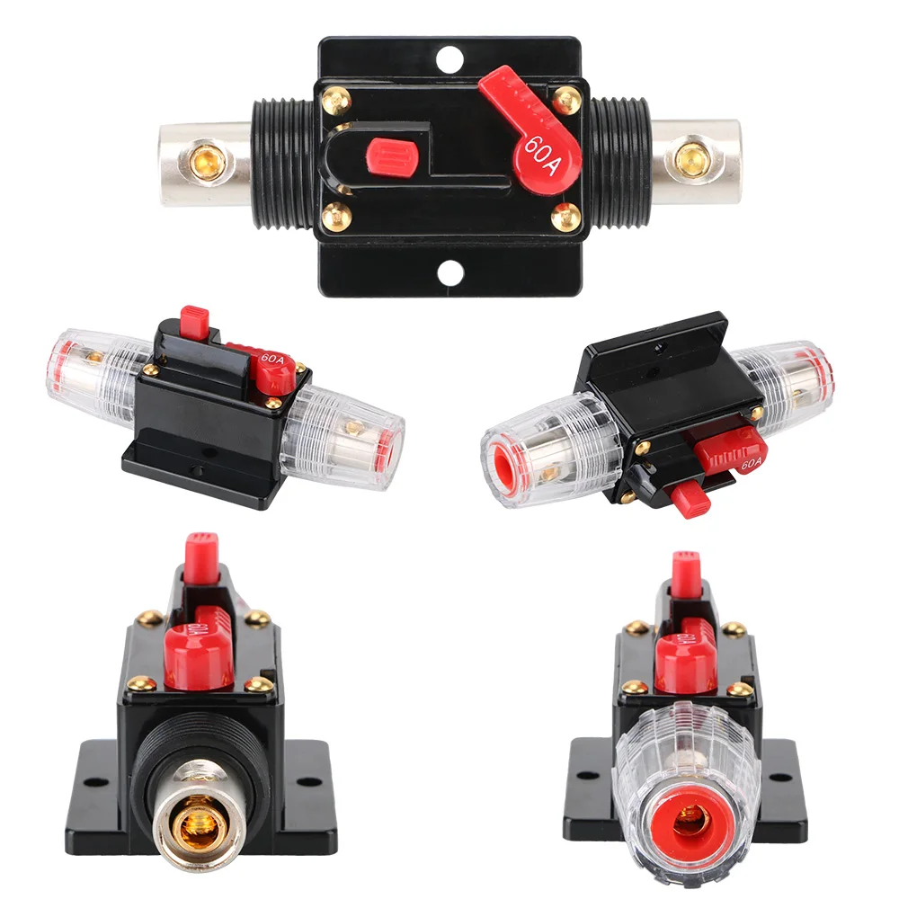 12/24V 60/100A Automatic Reset Audio Stereo Amplifier Fuse Holder Circuit Breaker Protector Adapter Off Road 4x4 Car Accessories