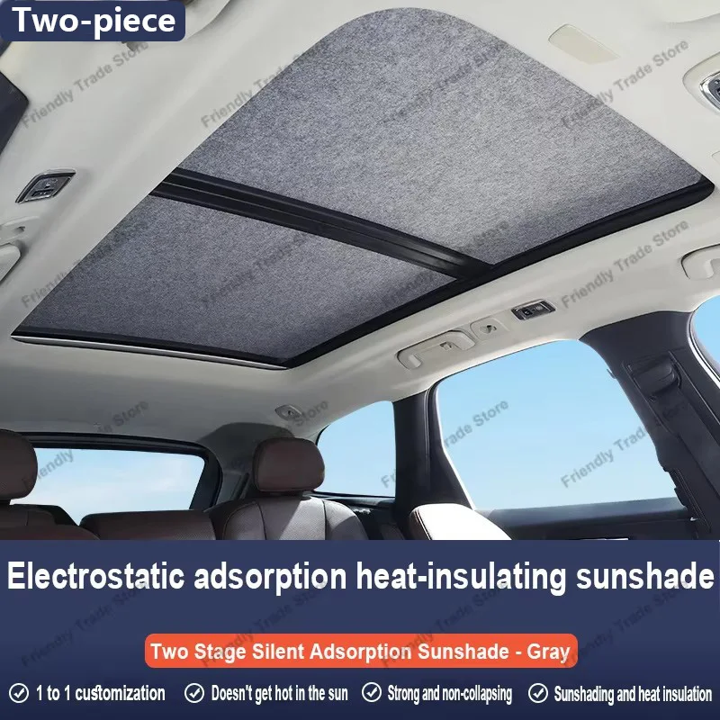 Car Sunroof Insulation Roof Visor For BMW X1 F48 F49 2016~2022 2021 20 MK2 Anti-UV Electrostatic Adsorption Sky Curtain Sunshade image 3