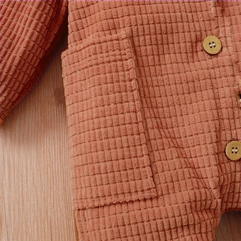 PatPat Baby Girl/Boy Solid Color Textured Button Design Long-sleeve Jumpsuit Soft and Comfortable Perfect for Outings