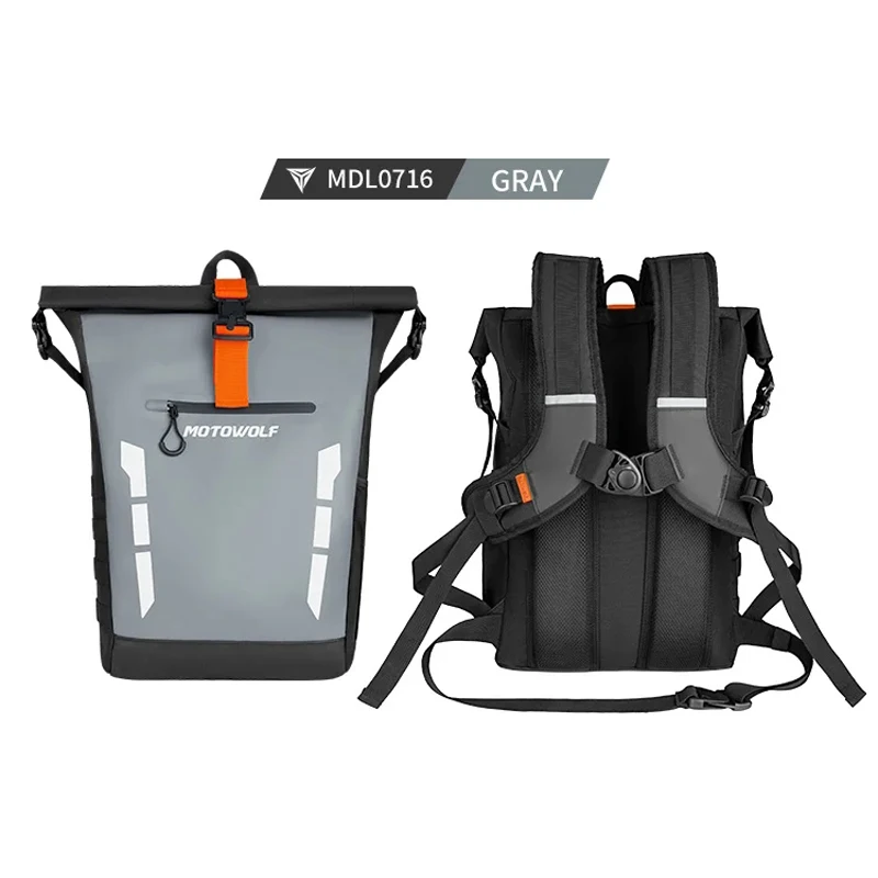 Motowolf Wodoodporny plecak motocyklowy Wytrzymała torba motocyklowa Casual Odblaskowy plecak rowerowy Torba Moto o dużej pojemności 20L