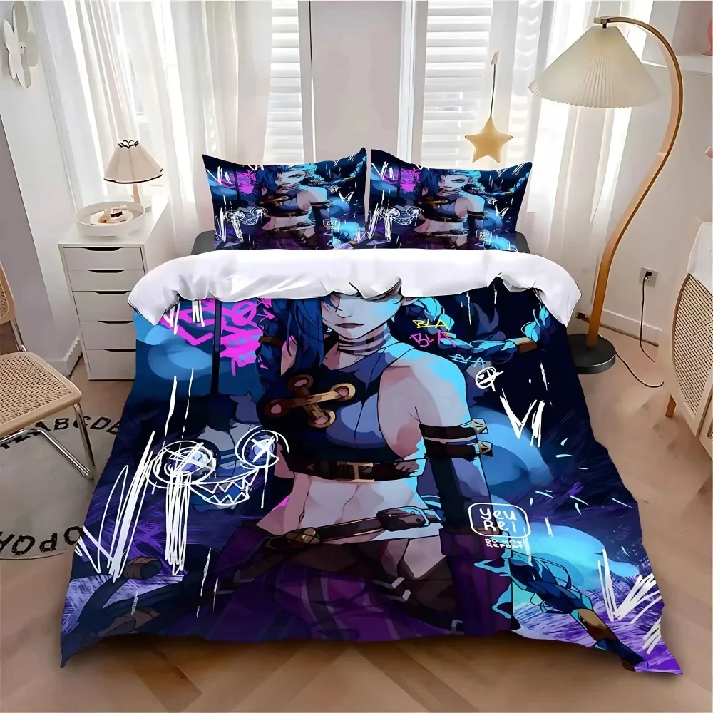 

Anime Print Jinx Duvet Cover Pillowcase 140x200cm, Game Character Bedding Set, Home Bedroom Decoration, Gift for Boys and Girls