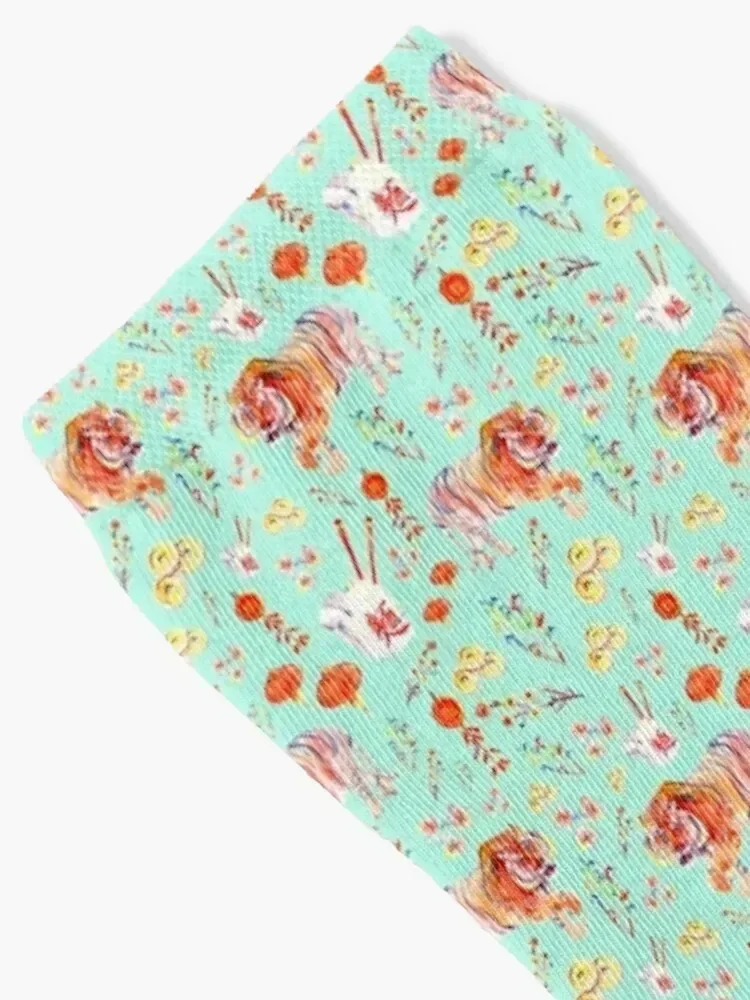 Lunar New Year Tiger - Mint Socks crazy warm winter winter thermal sport Men's Socks Women's