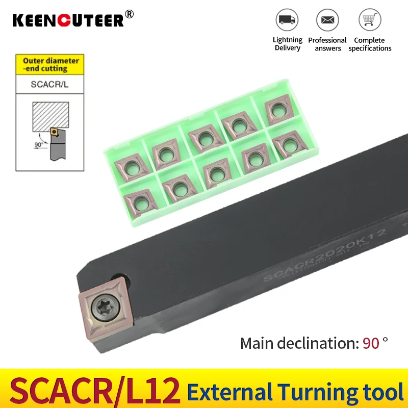 1pc SCACR2020K12 SCACL2020K12 External Turning Tool Holder CCMT Carbide Inserts Lathe CNC Cutting Tools Set