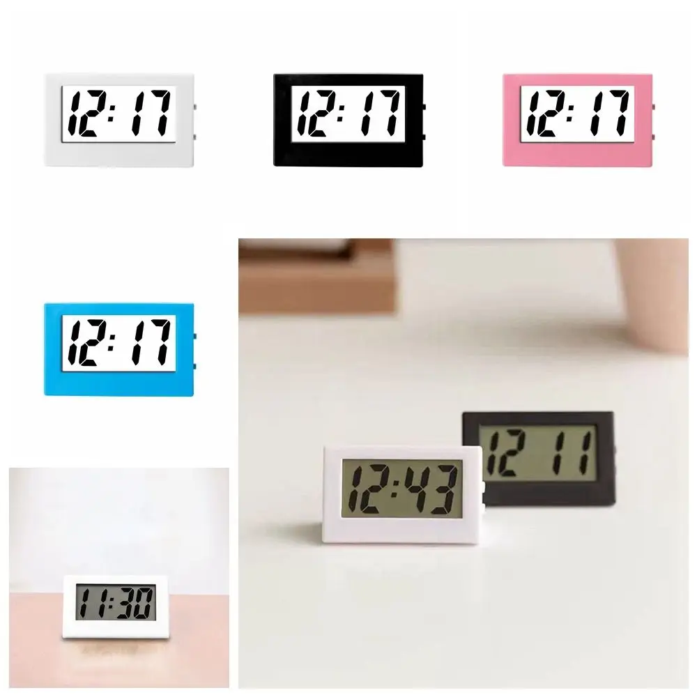 Battery Powered Mini Desk Clock Date Time Display Portable Electronic Table LCD Clock for Travel Car Bedroom