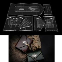 Laser cut acrylic Stencil template DIY small card holder folding wallet sewing pattern Leathercraft tool set 11*9.5*2cm
