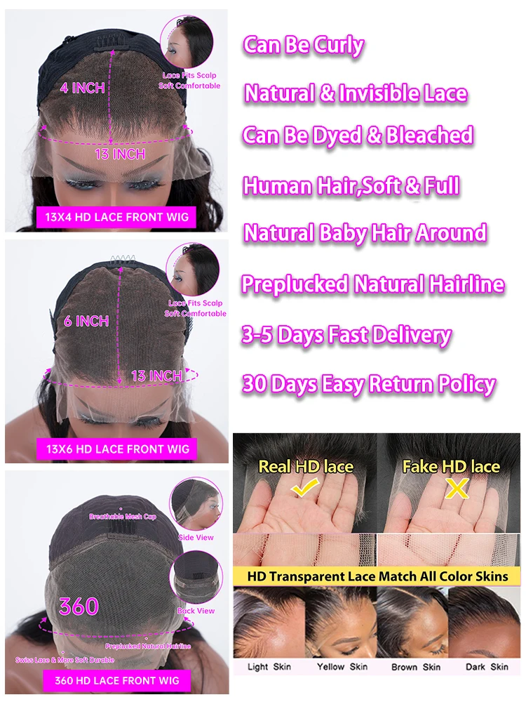 30 40 Inch Bone Straight 13x4 13x6 360 Lace Front Wig Hd Transparent Lace Frontal Wig Human Hair Pre Plucked Lace Wigs For Women image 6