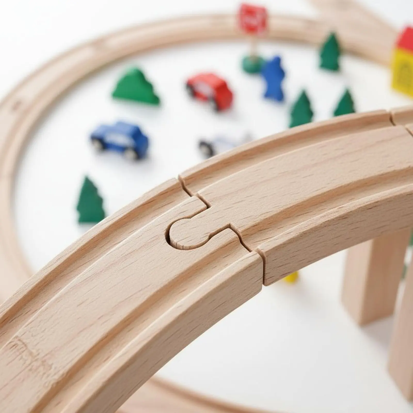 

100 Pieces 100 Piece Wooden Train Set Educational Town Railway Toy Set Wooden Town Building Blocks for Preschoolers