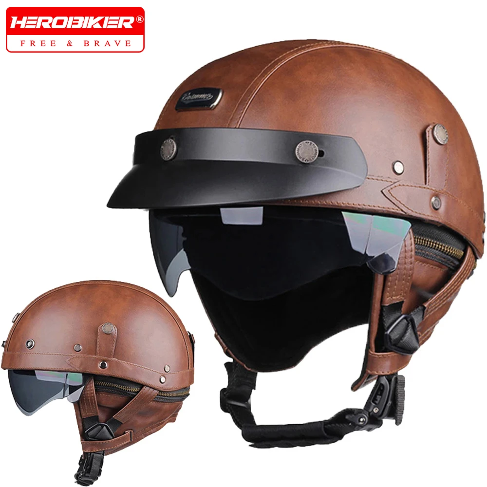 Ретро мотоциклетный шлем, винтажный мотоциклетный полушлем, мото-велосипедный DOT-оборудование, мотоциклетный шлем для предотвращения падения