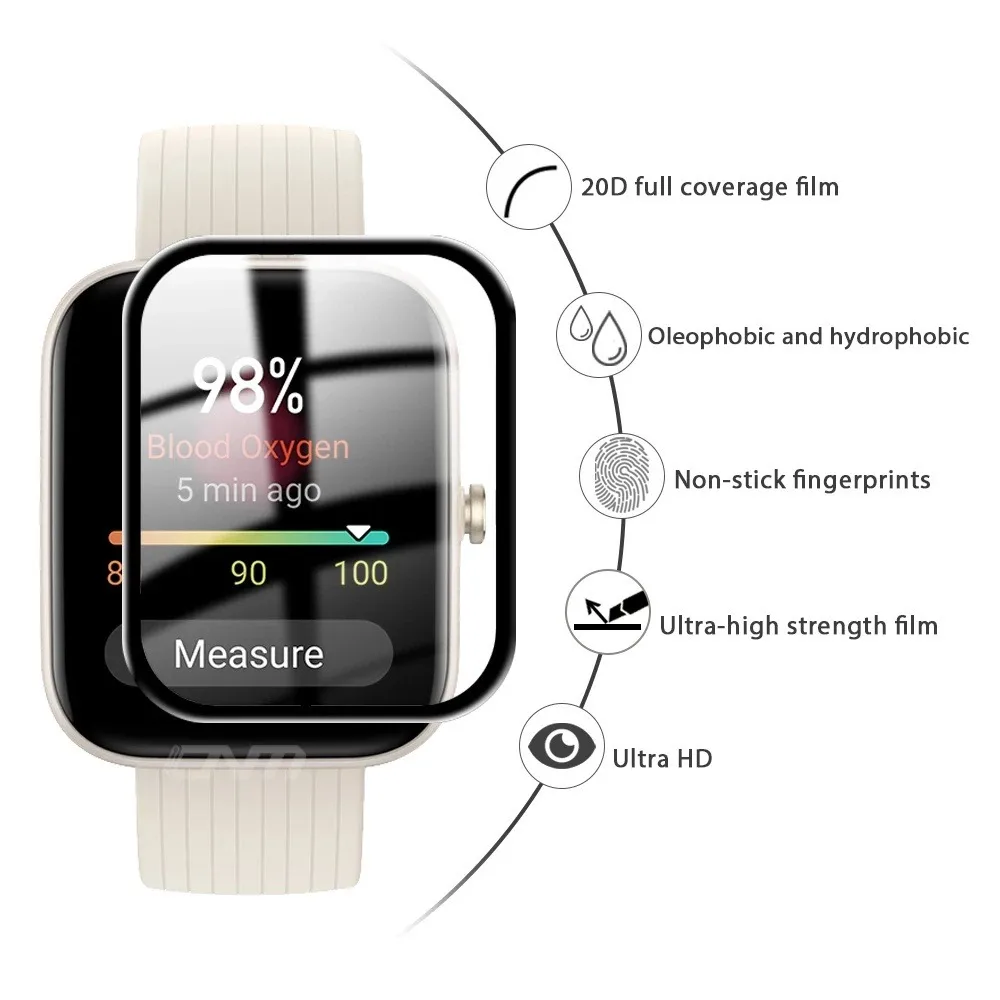 Huami Amazfit Bip3 Bip 3 pro 3D nti-scratch 풀 커버 필름 스크린 보호용 스마트 워치 액세서리용 PMMA 화면 보호기