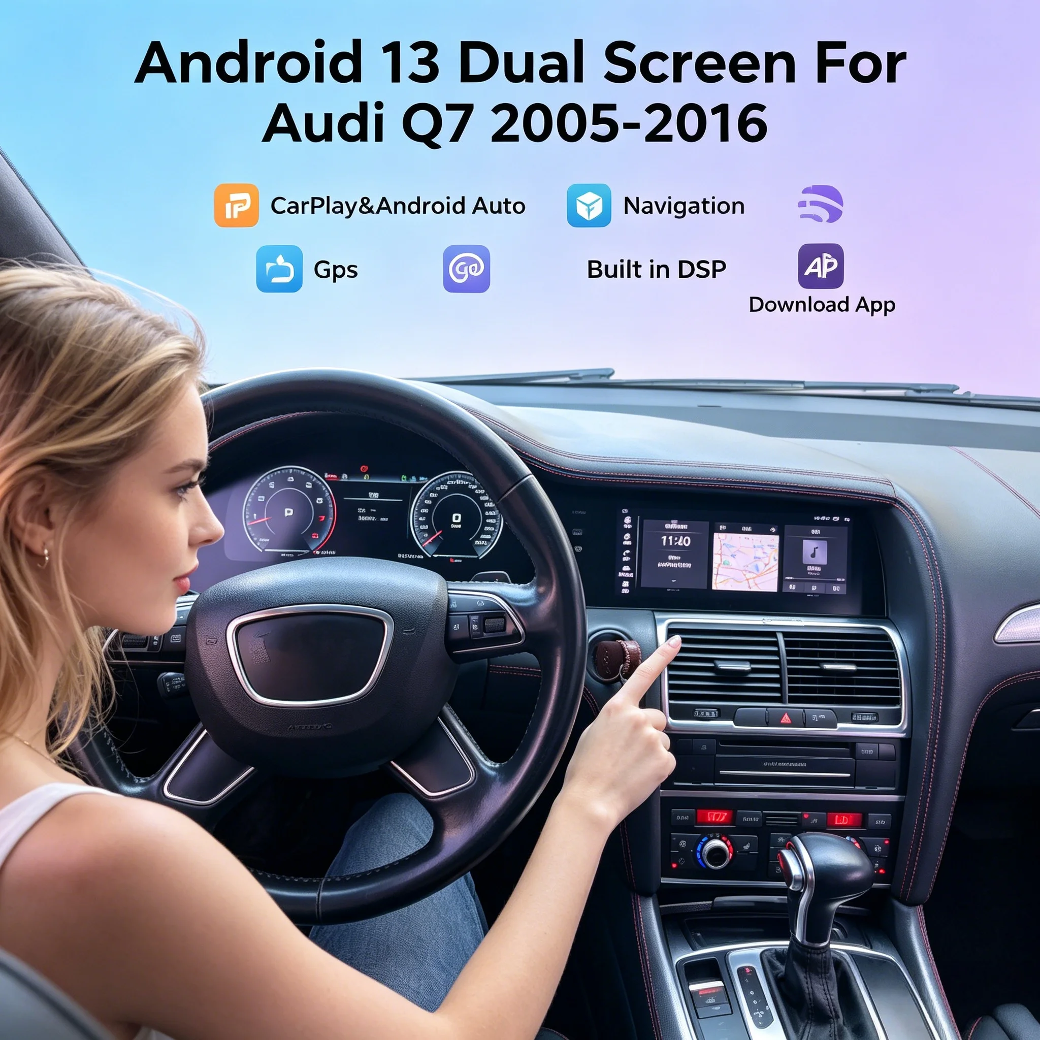 Dual Screens Digital LCD Instrument Cluster Wireless Carplay Android Car Radio For Audi Q7 4L 2005-2015 Car Dashboards
