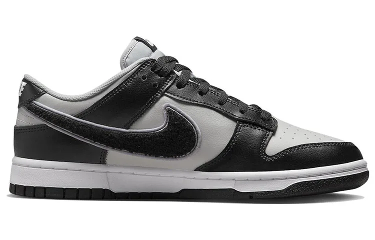 Nike Dunk Low 'Chenille Swoosh - Black Grey Fog' Sneakers shoes With Original Box