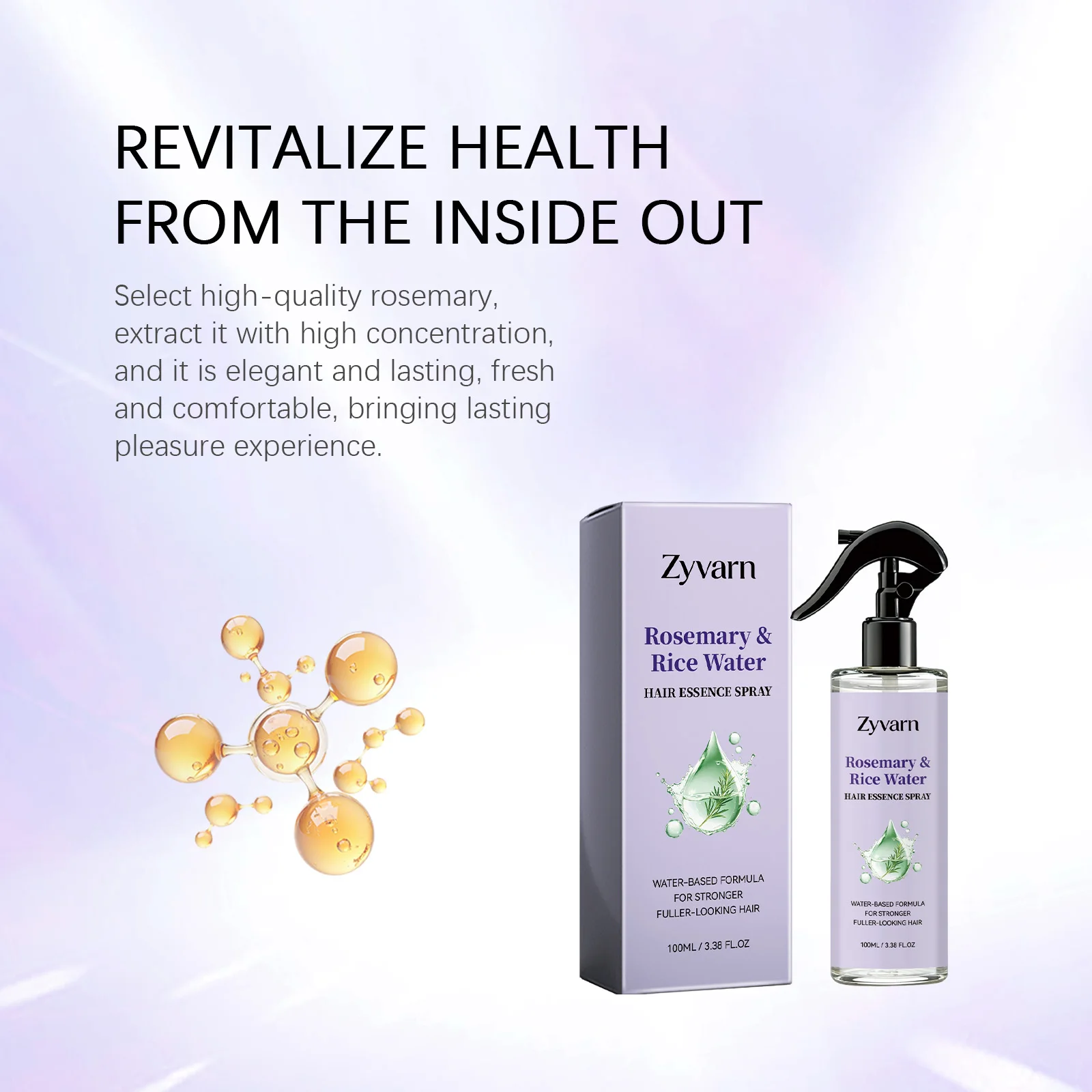 Rosmarin-Reiswasser Haarspray Volumenverstärkend Glättend Leave-In Pflege Ölkontrolle Erfrischende Kopfhaut-Essenz für Feines Haar 100ml – Detail 6