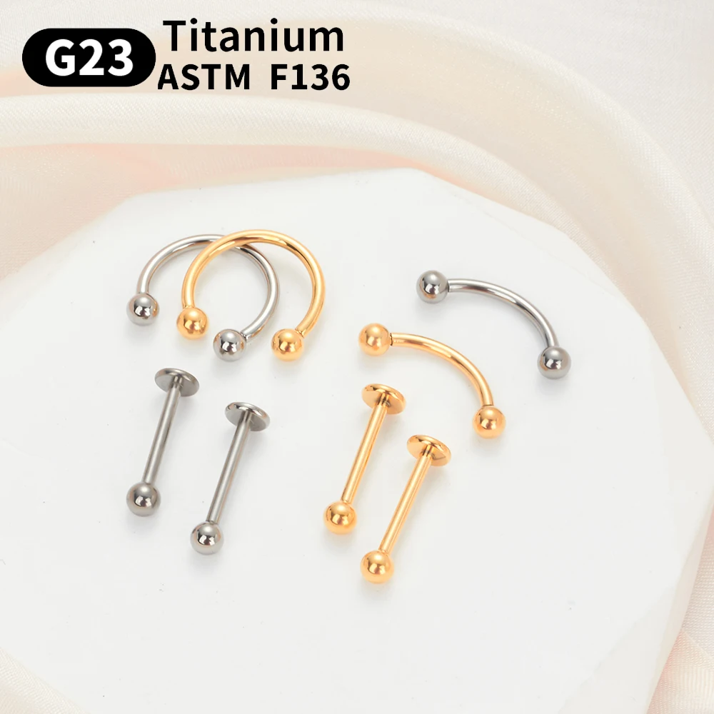 100%G23 Titanium Labret Lip Piercing Jewelry Earrings for Women Men Tragus Snug Daith Earring Ball and Cone labret Not allergic