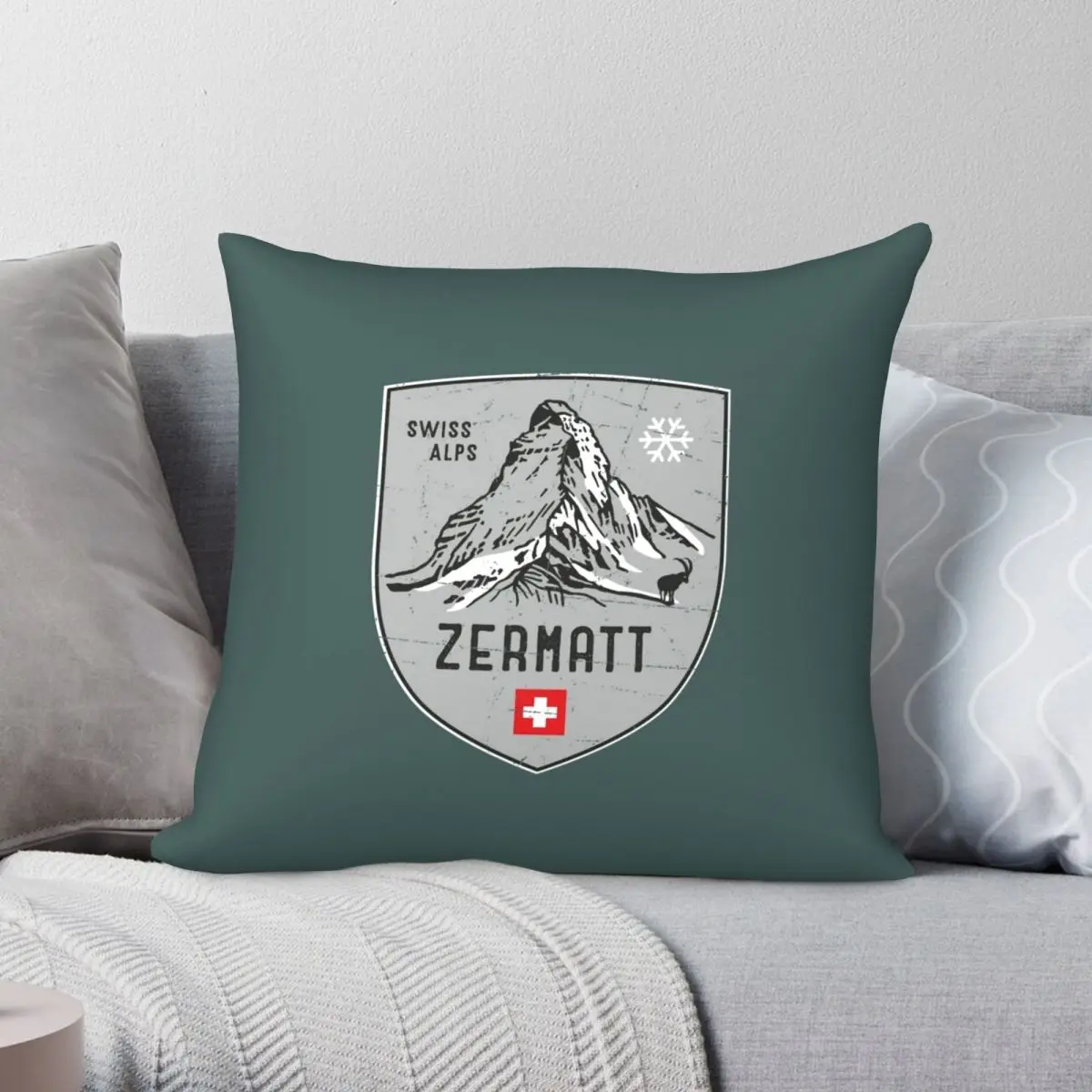 Zermatt Mountain Switzerland Emblem Pillowcase Polyester Linen Velvet Creative Decor Throw Pillow Case Sofa Cushion Cover 18