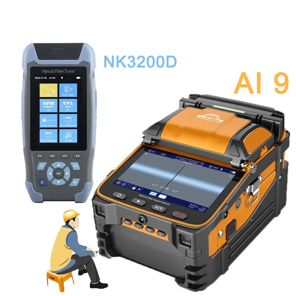 AI-9 Signal Optical Fire Fusion Splicer FTTH Welder Fiber Optic Splicing Machine Signalfire Optic Welding NK3200D OTDR