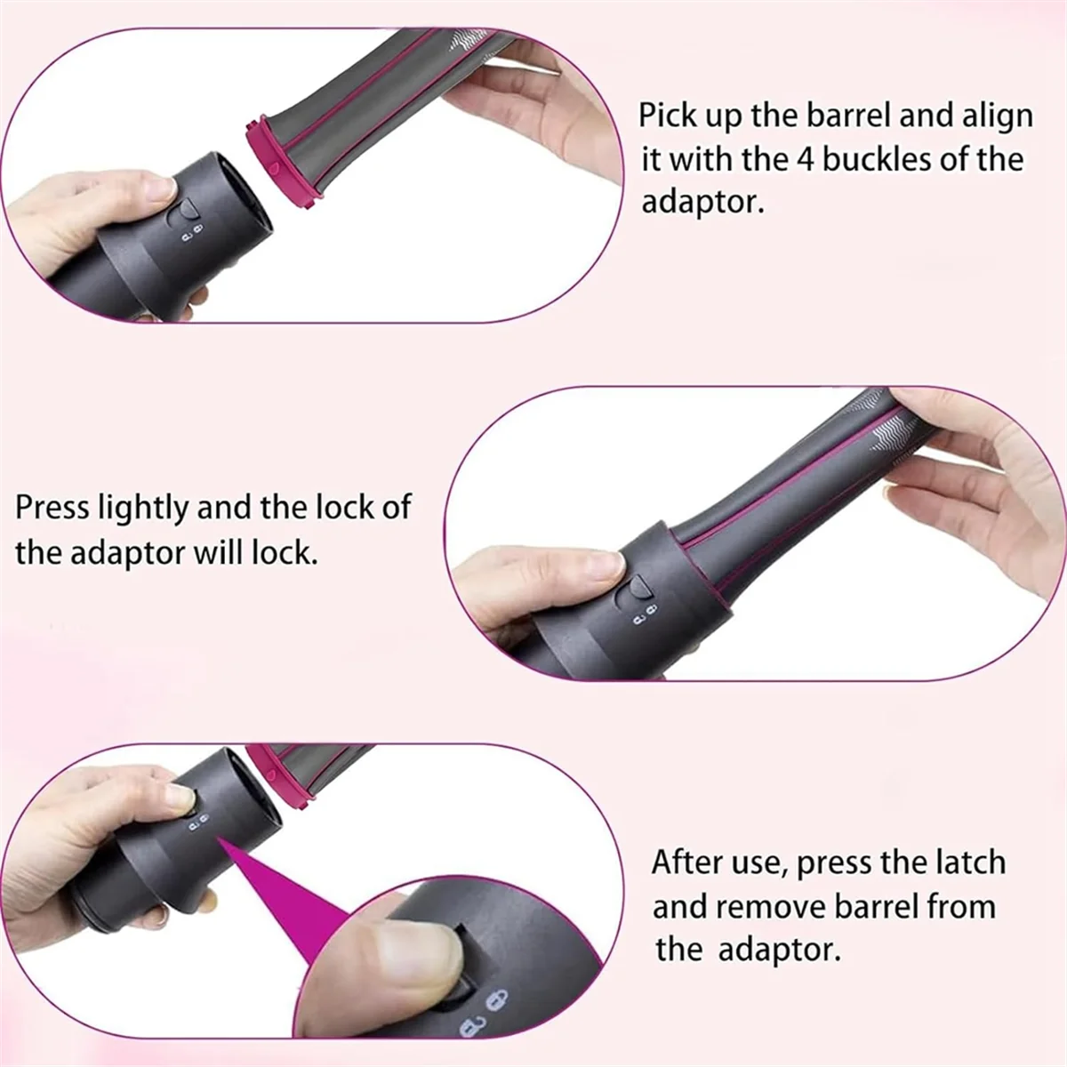 ABNP Hair Curling Barrel Volumizing Brush Attachments with Adaptor for Hair Dryer Converting to Hair Styler