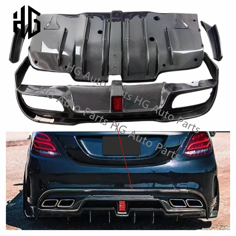 Tuning Accessories Boot Lip IMP Style Carbon Fiber Rear Bumper Tail Diffuser For Mercedes Benz C W205 Sedan C63 Coupe and 4 Door