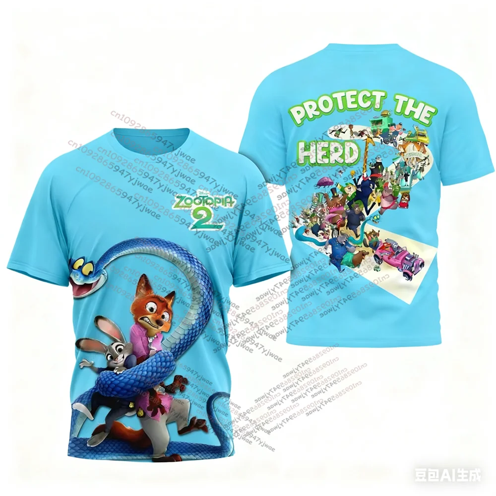 26 nouveau automne Disney Zootopia2 personnage hommes femmes enfants T-shirt séchage rapide à manches courtes Judy/Nick/Wilde dessin animé haut vêtements de nuit