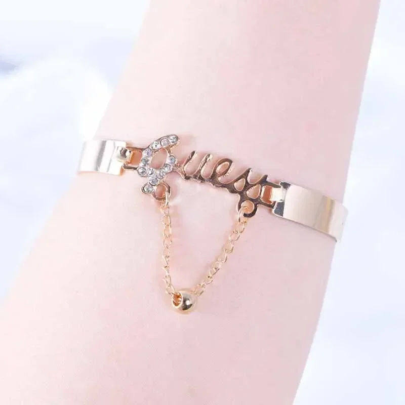 세련된 라인 석 영어 편지 팔찌 절묘한 여성의 사랑 핸드 체인 실버 골드 컬러 쥬얼리 여자 선물 Dropshipping