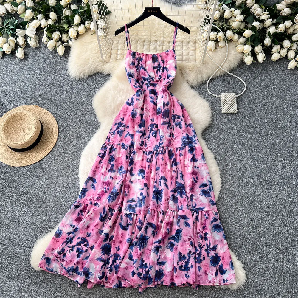 

Long Dress Women Sling Dresses A Line Vestidos Y2k Streetwear Sleeve Print Floral Casual Beach Elegant Party Night Work 2026