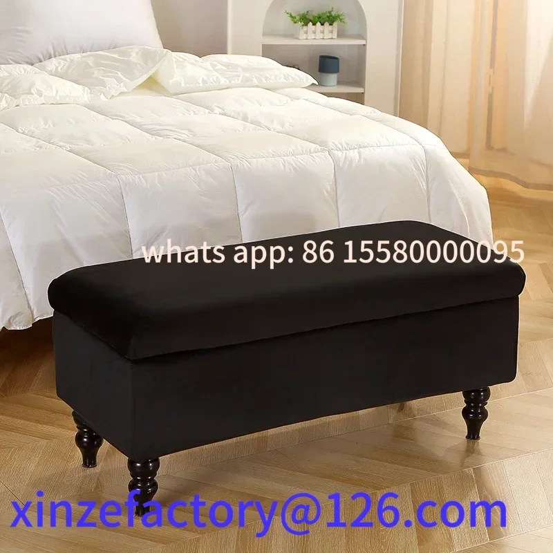 Customizable Velvet Storage Ottoman Long Piano Bench Stool Cover Stretch Rectangular Foldable Footstool