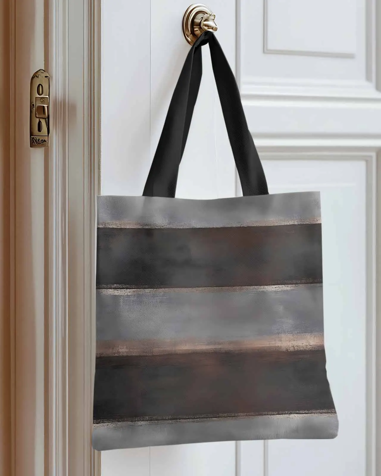 

Abstract Art Black Stripes Canvas Bag Handbag Oxford Cloth Eco Shopping Storage Bag for Home Use