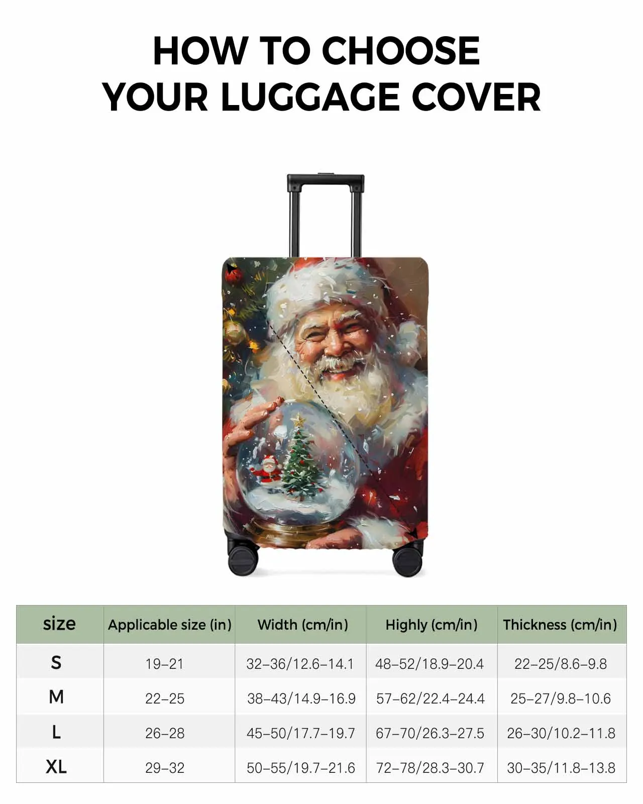 Christmas Santa Crystal Ball Elastic Baggage Cover For 18-32 Inch Suitcase Case Dust Cover Travel Accessories