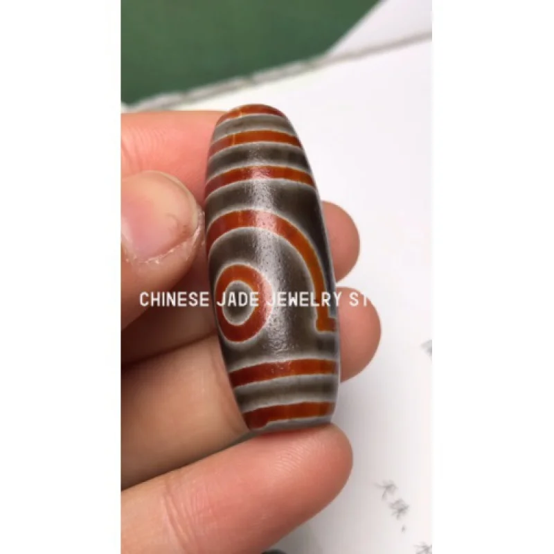 Ancient Tibetan DZI Beads Old Agate Double Stripe 2 Eye Totem Amulet Pendant GZI