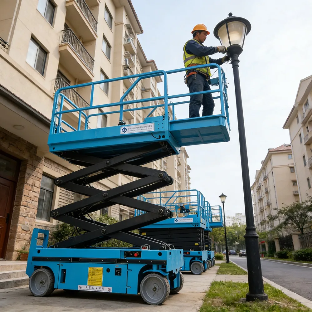 Wheeled Automatic Electric Mobile Wheeled Self Propelled Scissor Lift Platform Hydraulic Elevated Work Table For High Reach