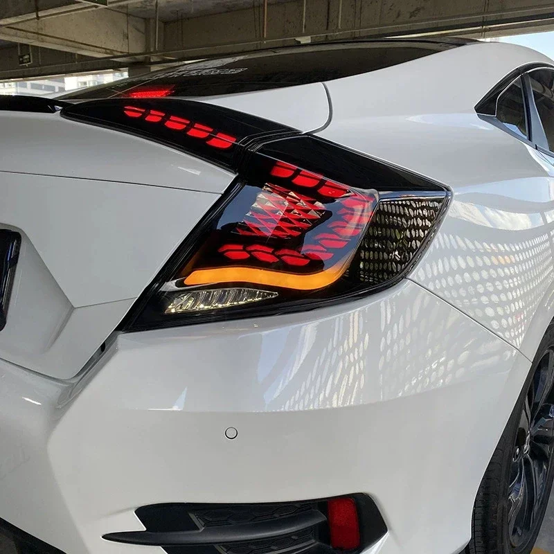 مجموعة مصابيح خلفية لـ 2016 2017 2018-2021 Honda Civic 10 سيدان LED المصابيح الخلفية مجموع أضواء الخط أضواء الفرامل أضواء عكسية