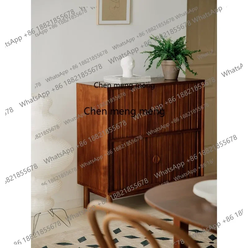 Solid wood dining side cabinet teak rolling shutter sliding door edge, storage, storage, entrance cabinet