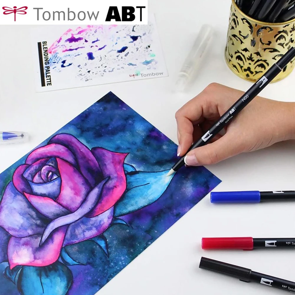 10 Color Japan Tombow Double Headed Watercolor Pens Set ABT Soft Headed Brush Drawing Graffiti Washable Children's Art Supplies