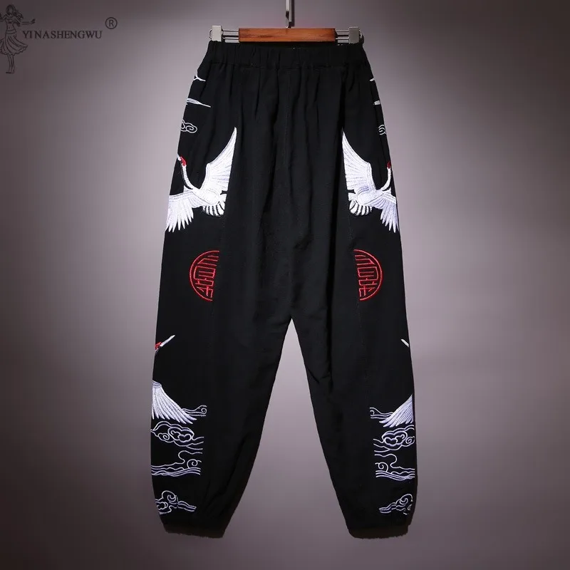 Kimono Japanese Traditional Print Pants Haori Pants Asian Costume Beach Casual Loose Long Pants Japan Style Kimono Men Yukata