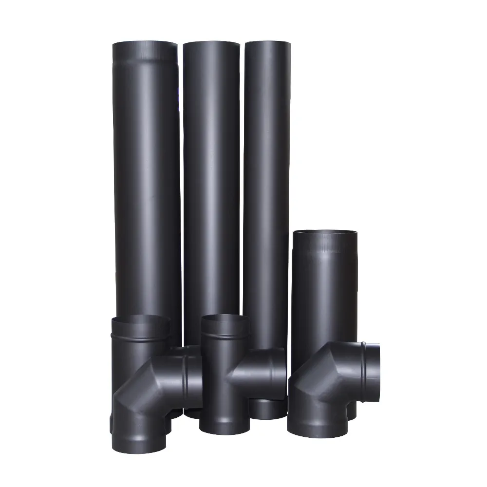 Chimney Pipe Factory Price Carbon Steel for Fireplace or Wood Burning Stove Matt Black 80--200mm CE , ISO9001 Warmfire 3 Years