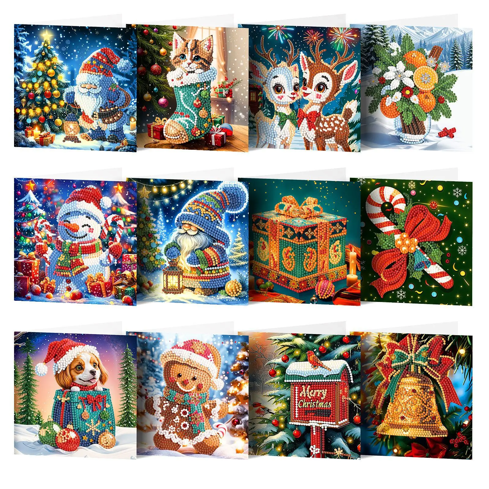 

12/8pcs Set Diy 5d Diamond Painting Kits Christmas Greeting Card Easter Cartoon 15*30cm Mosaic Art Handwork Kids Gift Decor