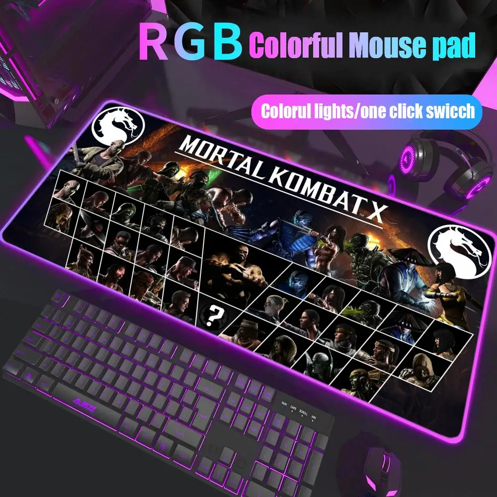 

Mortal Kombat Mouse Pad Gamer Rgb Desk Mat Back Light Led Mousepad Setup Gaming Accessories Deskmat Big Mousepepad Backlight