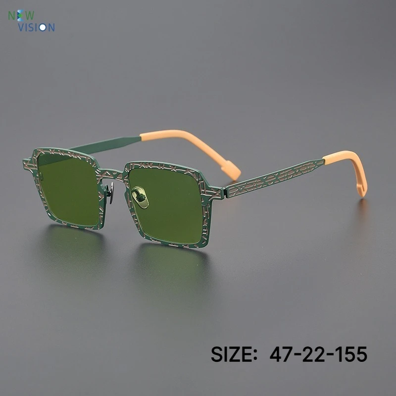 Polarized Sunglasses for Men New Fashionable Square Retro Pure Titanium Frame Outdoor UV Resistant Driving Sun Glasses Women