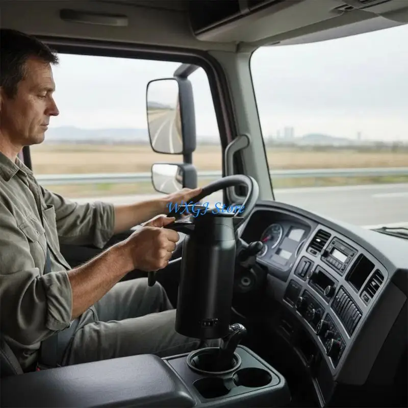 

37JE Double Layer Insulated Travel Cup Heater 800ml Digital Temperature 12V 24V Compatible for Outdoor Hiking