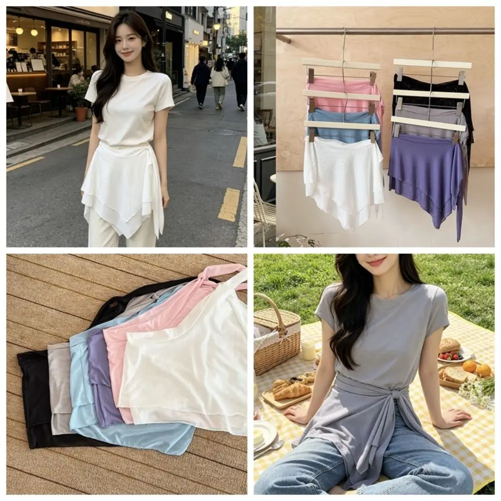 Layer Mesh Double Layer Apron Skirt Double Layer Adjustable Tie Hip Cover Skirt Breathable Casual Half Slip Skirt Women