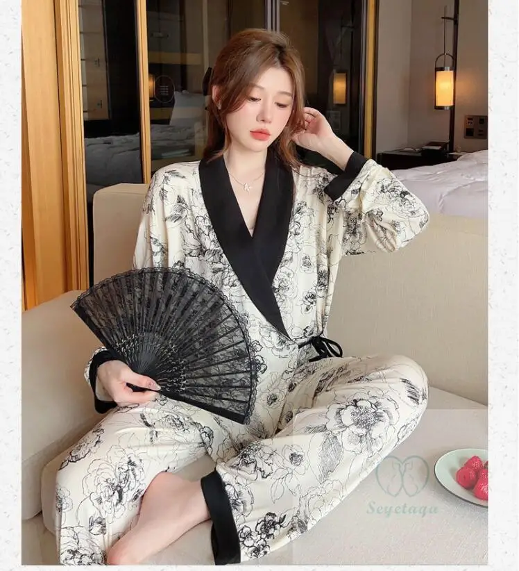 Summer Printed Modal Maternity Nursing Sleepwear Sets Across V neck Pajamas Clothes for Pregnant Women Pregnancy Home Hospital