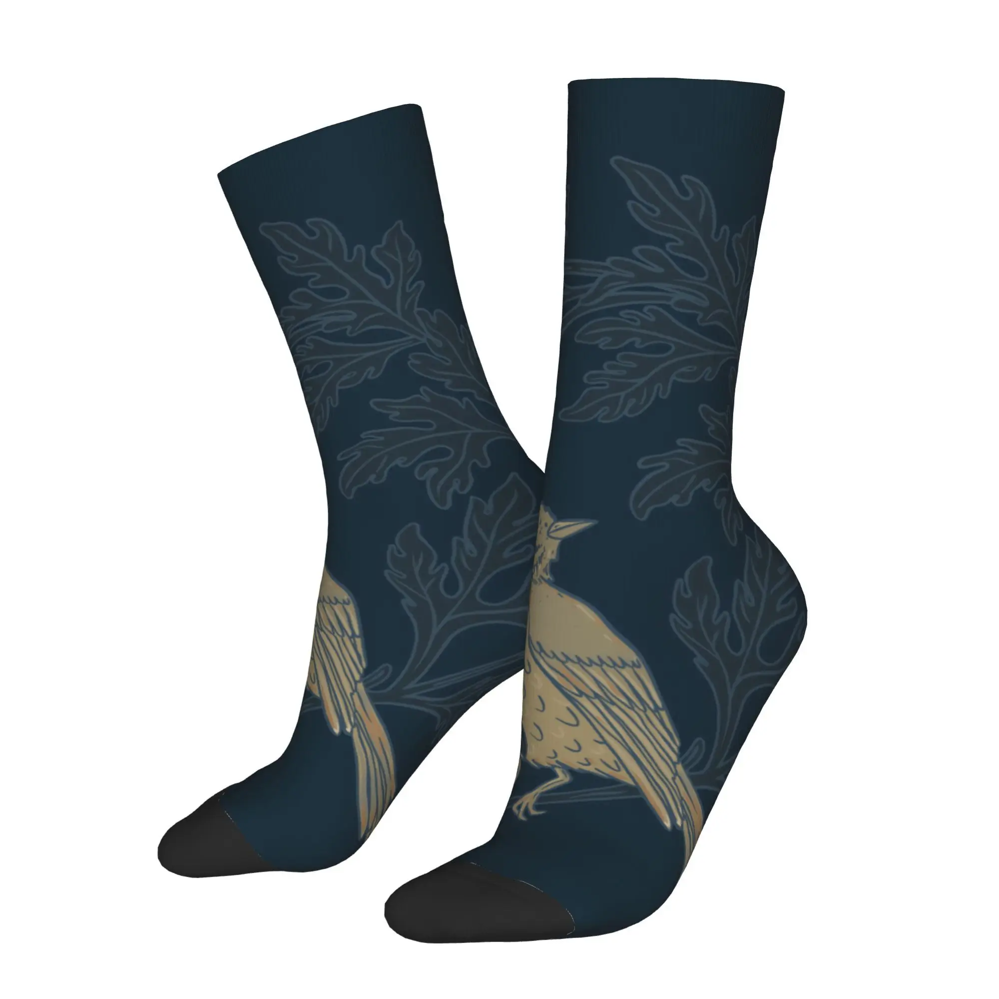 1pc Vintage Bird Nature Elements Arts Printed Men's Socks  Novelty Hip Hop Harajuku Pattern Crew Sock Casual Gift