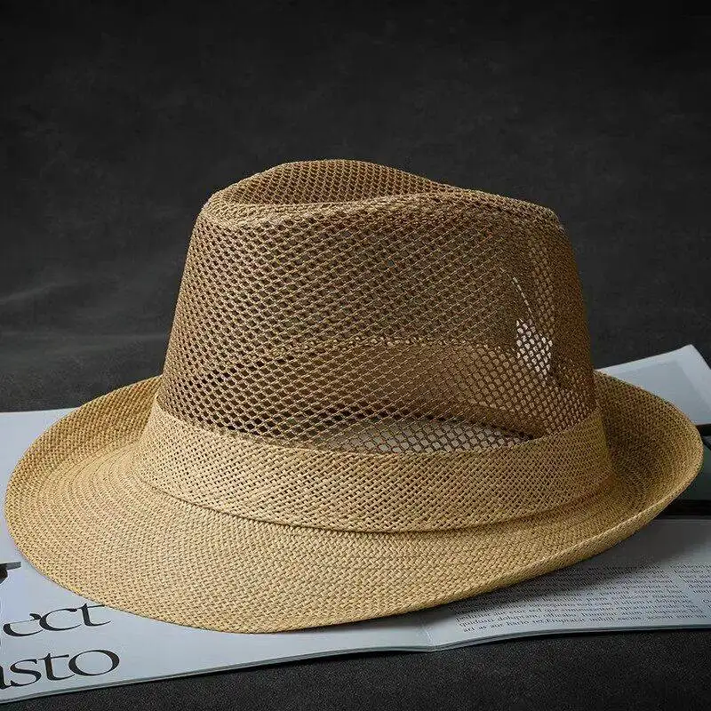 Men's St Sun Hat Breathable Outdoor Jazz Cap Summer Sun Protection Large Head Circumference Cool Hat for Middle Aged And E...