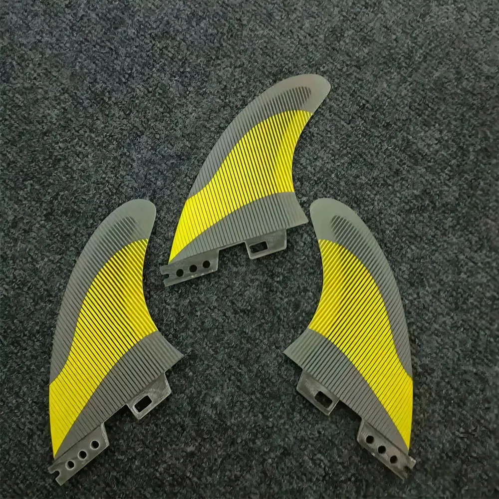 Beach Surfboard Fins Sport and Recreation Yellow Three Pack for FCS 2 Fin Fiberglass Surf Fin Size M/L