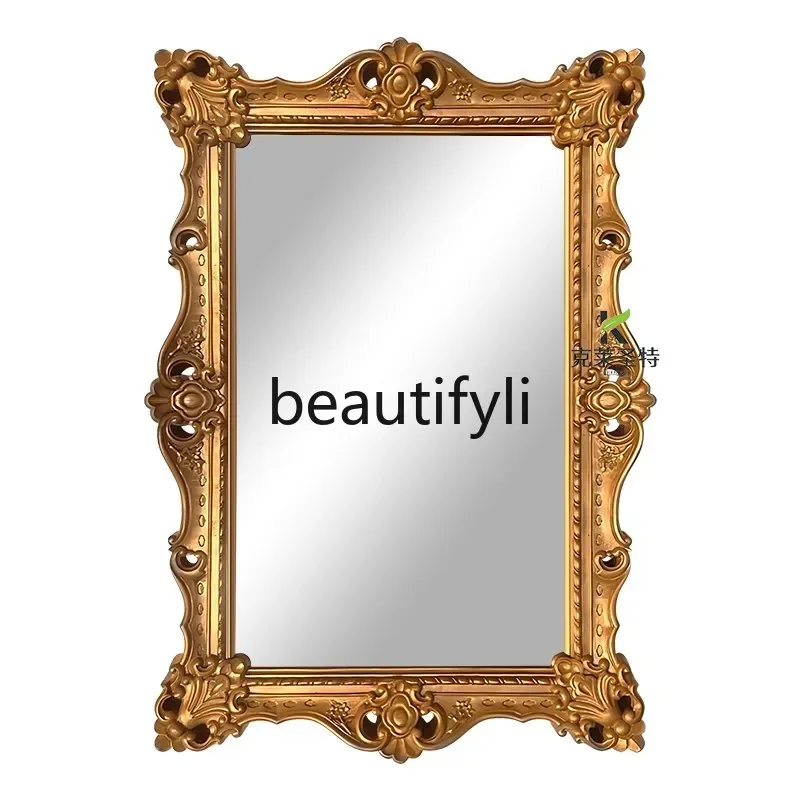 French luxury, bathroom mirror European living room porch fireplace decorative mirror American retro bedroom makeup mirror