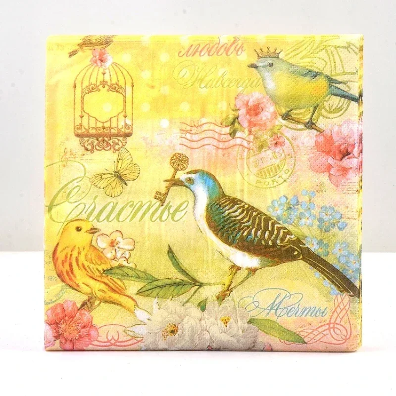 Bird& Animal Series Colourful Printed Napkins Hotel Placemat Paper Wedding Banquet Cup Flower Paper Wood Pulp Paper Mouth Cloths