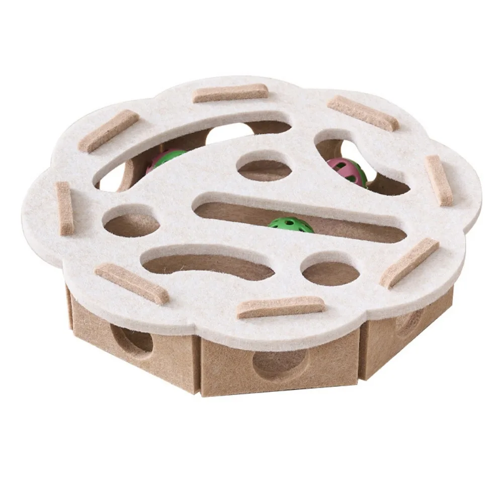 

Creative Pet Puzzle Track Toy Felt Interactive Cat Exercise Toy Household Bell Maze Box Kitten Track Ball Toy